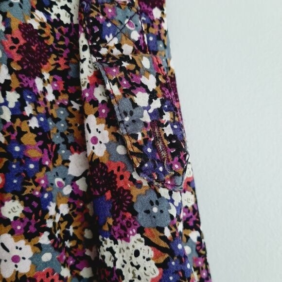 XXI FOREVER 21 Button Down Ditsy Floral Ruffle Detail Blouse Top Colorful Sz S - Picture 12 of 15